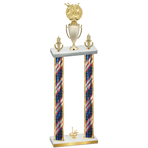 Double Flag USA First Place Bowling Trophy