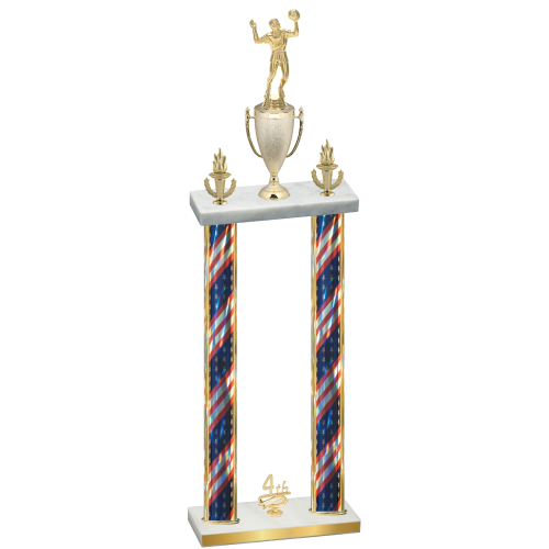 Double Flag USA Fourth Place Volleyball Trophy