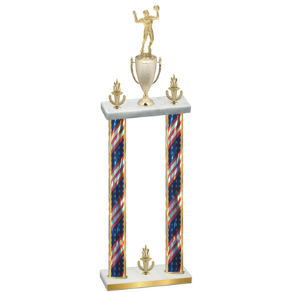 Double Flag USA Victory Volleyball Trophy