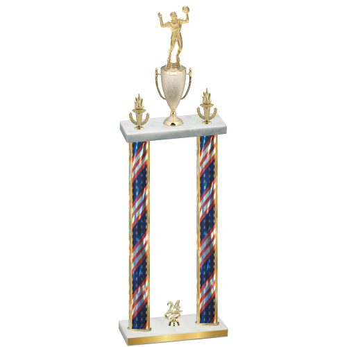 Double Flag USA Year Volleyball Trophy