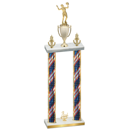 Double Flag USA Third Place Volleyball Trophy
