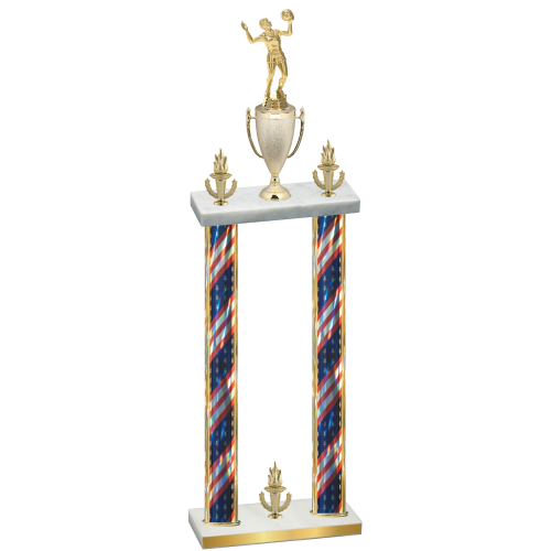 Double Flag USA Victory Volleyball Trophy