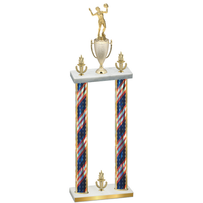 Double Flag USA Victory Volleyball Trophy