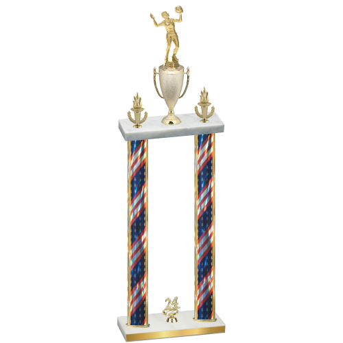 Double Flag USA Year Volleyball Trophy