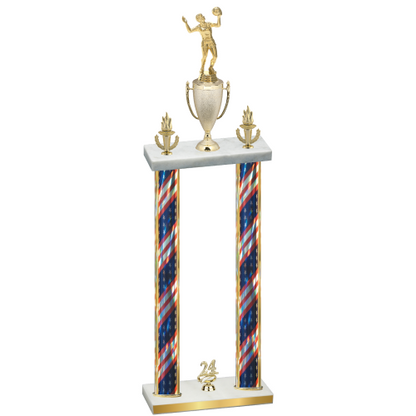 Double Flag USA Year Volleyball Trophy