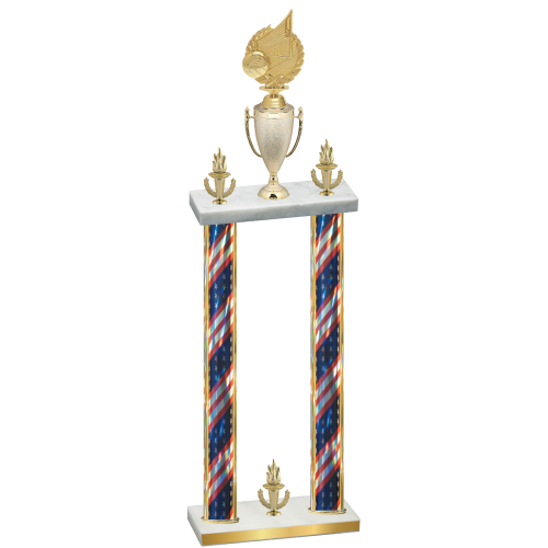 Double Flag USA Victory Volleyball Trophy