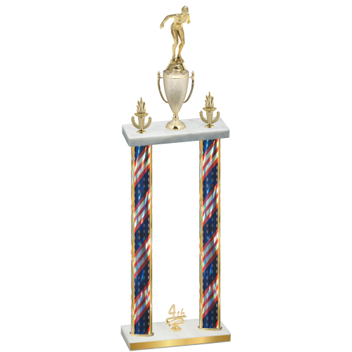 Double Flag USA Fourth Place Tennis Trophy