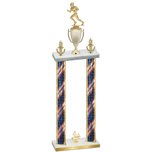 Double Flag USA Fourth Place Football Trophy