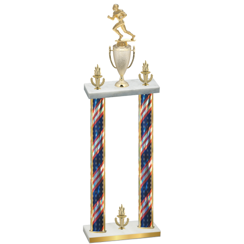 Double Flag USA Victory Football Trophy