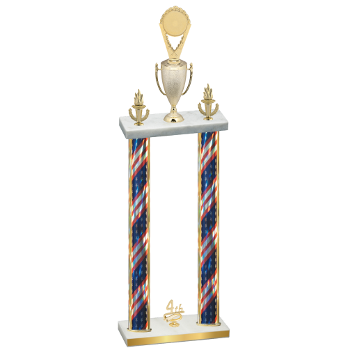 Double Flag USA Fourth Place Insert Trophy