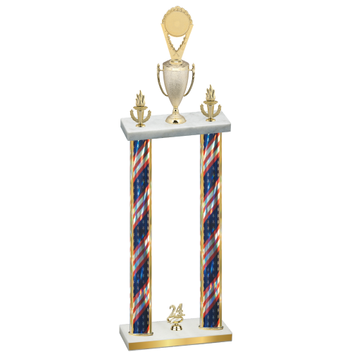 Double Flag USA Year Insert Trophy