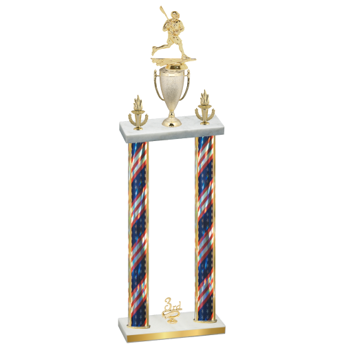 Double Flag USA Third Place Lacrosse Trophy