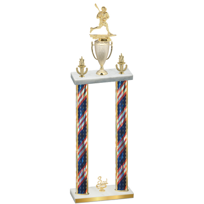 Double Flag USA Third Place Lacrosse Trophy
