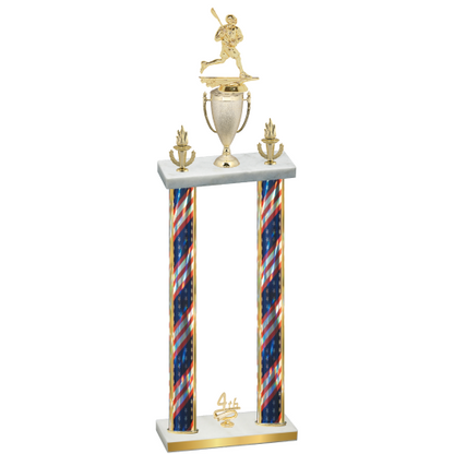 Double Flag USA Fourth Place Lacrosse Trophy