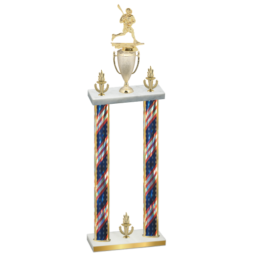 Double Flag USA Victory Lacrosse Trophy