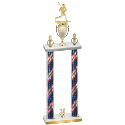 Double Flag USA Year Lacrosse Trophy