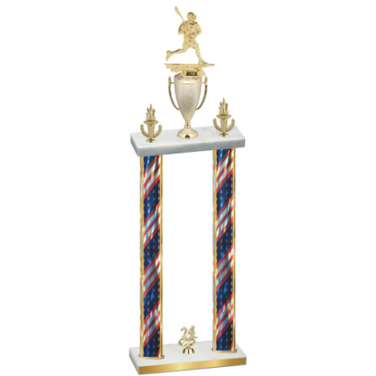 Double Flag USA Year Lacrosse Trophy
