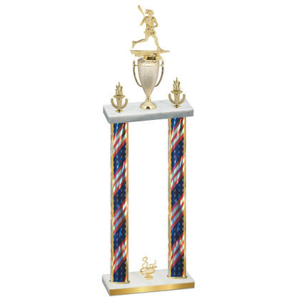 Double Flag USA Third Place Lacrosse Trophy
