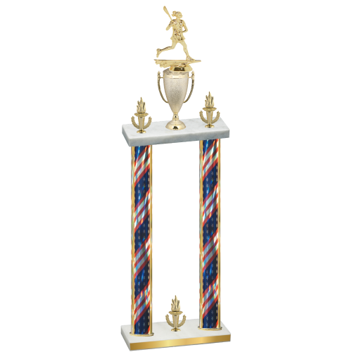 Double Flag USA Victory Lacrosse Trophy