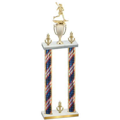 Double Flag USA Victory Lacrosse Trophy