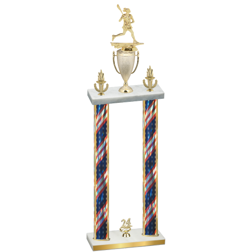 Double Flag USA Year Lacrosse Trophy