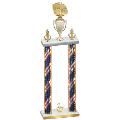 Double Flag USA Second Place Basketball Trophy