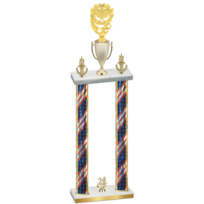 Double Flag USA Year Pickleball Trophy
