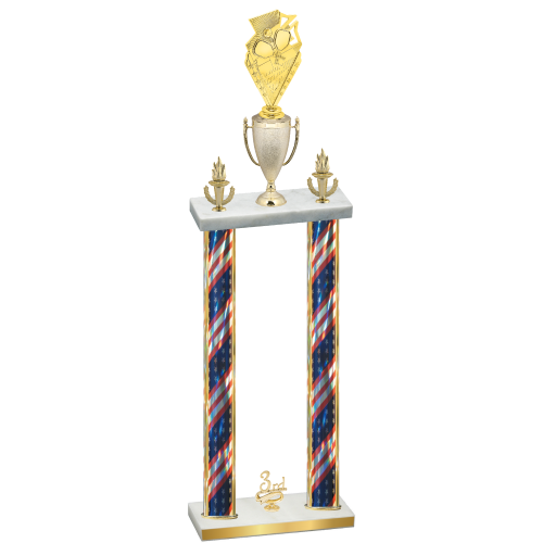 Double Flag USA Third Place Pickleball Trophy