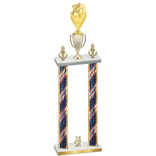 Double Flag USA Year Pickleball Trophy