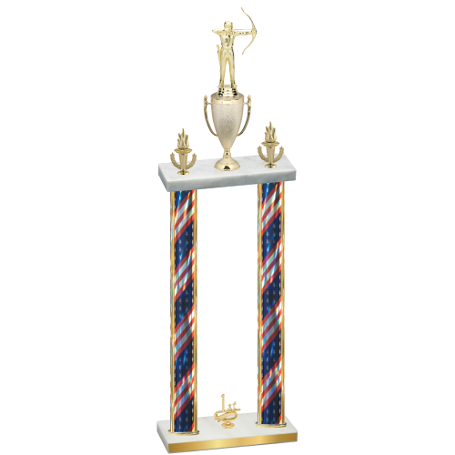 Double Flag USA First Place Archery Trophy