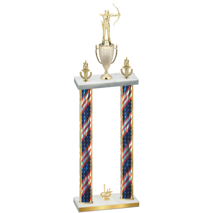 Double Flag USA First Place Archery Trophy
