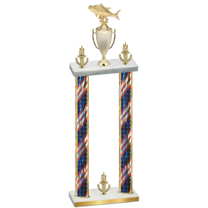 Double Flag USA Victory Fishing Trophy