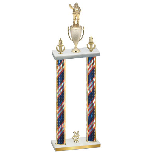 Double Flag USA Year Holiday Trophy