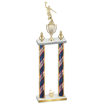 Double Flag USA Second Place Basketball Trophy