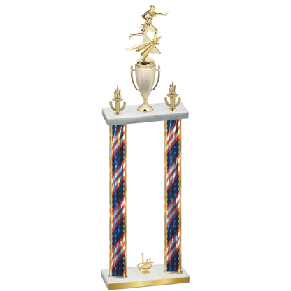 Double Flag USA First Place Flag Football Trophy
