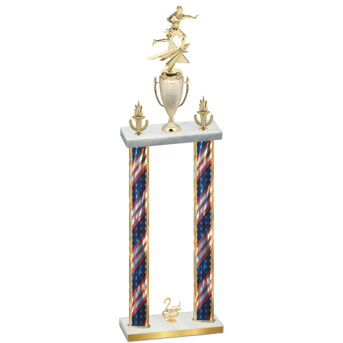 Double Flag USA Second Place Flag Football Trophy