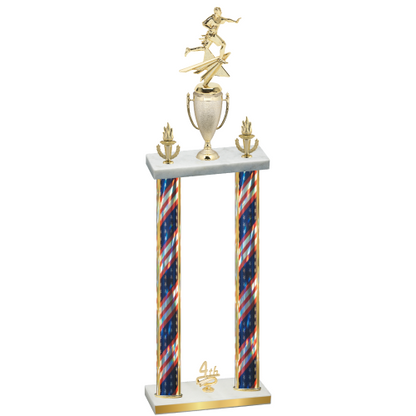 Double Flag USA Fourth Place Flag Football Trophy