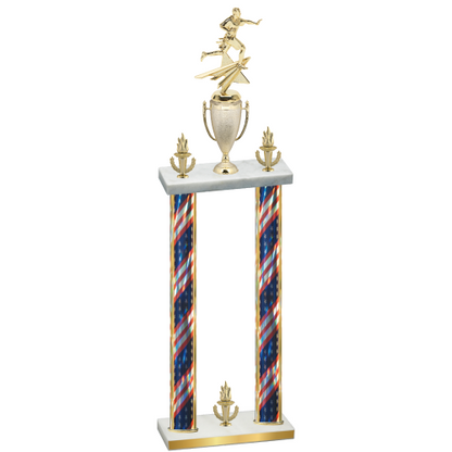 Double Flag USA Victory Flag Football Trophy