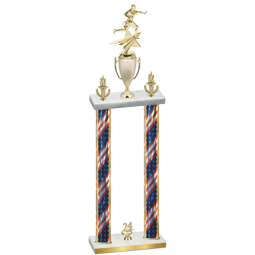 Double Flag USA Year Flag Football Trophy