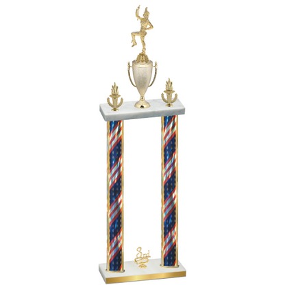 Double Flag USA Third Place Majorette Trophy
