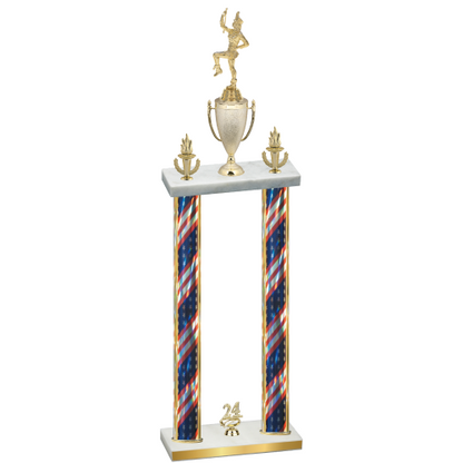 Double Flag USA Year Majorette Trophy