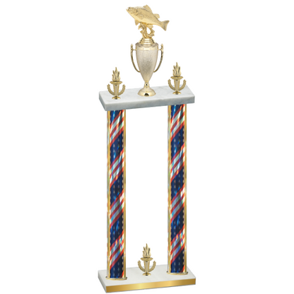 Double Flag USA Victory Fishing Trophy