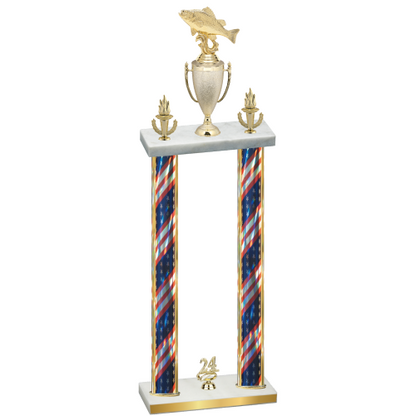Double Flag USA Year Fishing Trophy