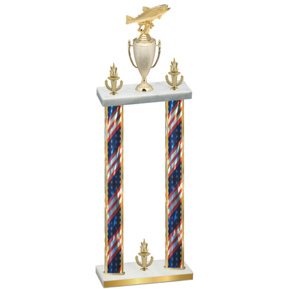 Double Flag USA Victory Fishing Trophy