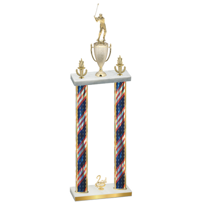 Double Flag USA Second Place Golf Trophy