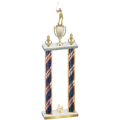 Double Flag USA Fourth Place Golf Trophy