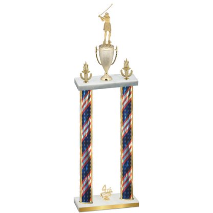 Double Flag USA Fourth Place Golf Trophy