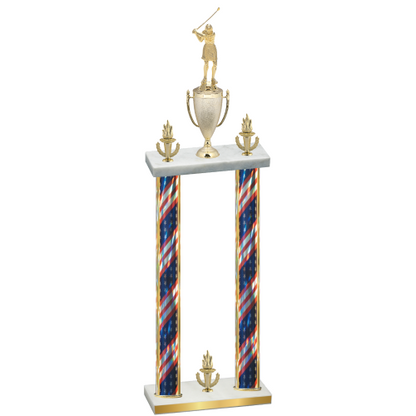 Double Flag USA Victory Golf Trophy