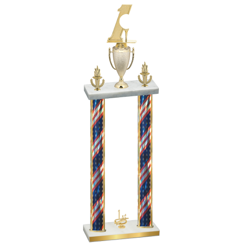 Double Flag USA First Place Golf Trophy