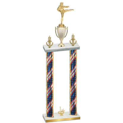 Double Flag USA First Place Karate Trophy